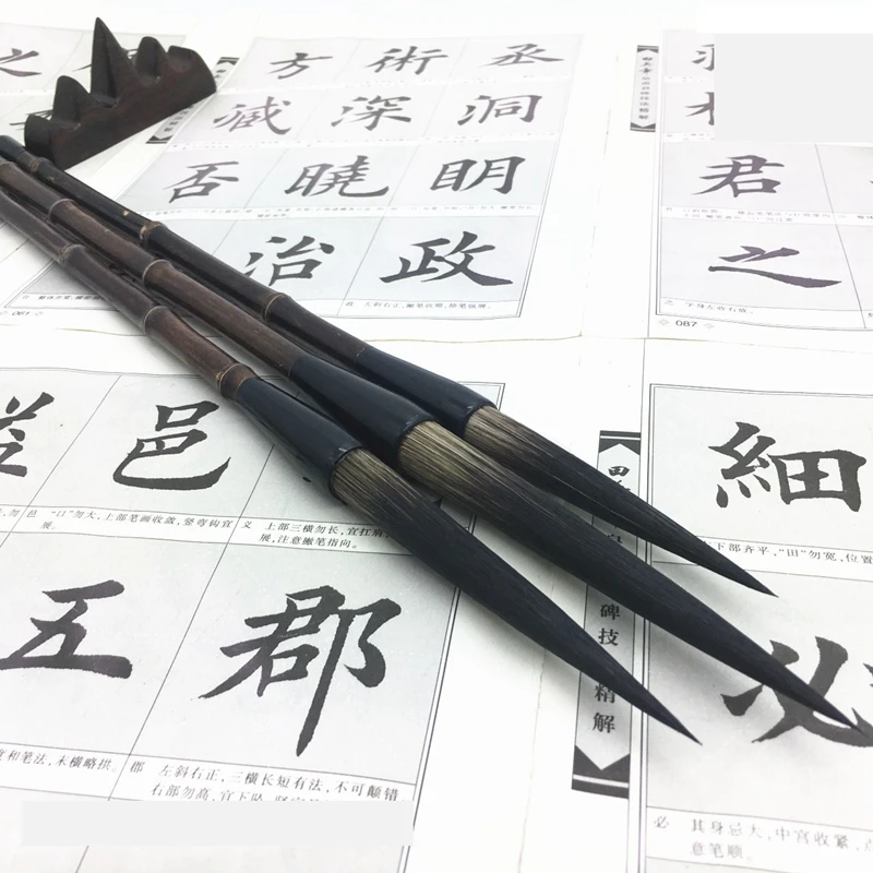 1Pcs Long Bear Hair Chinese Calligraphy Brush Big/Medium/Small Chinese Traditional Ink Writing Painting Pen Art Supplies