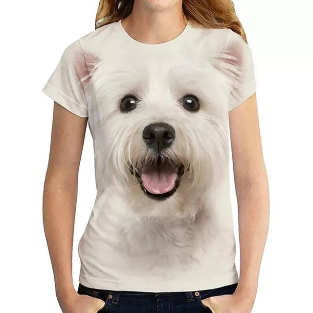 hoody blouse women set tube top sweater Fashion Lovely Dog 3D Print Women Ladies Girls T-Shirt Animal Harajuku Round Nec