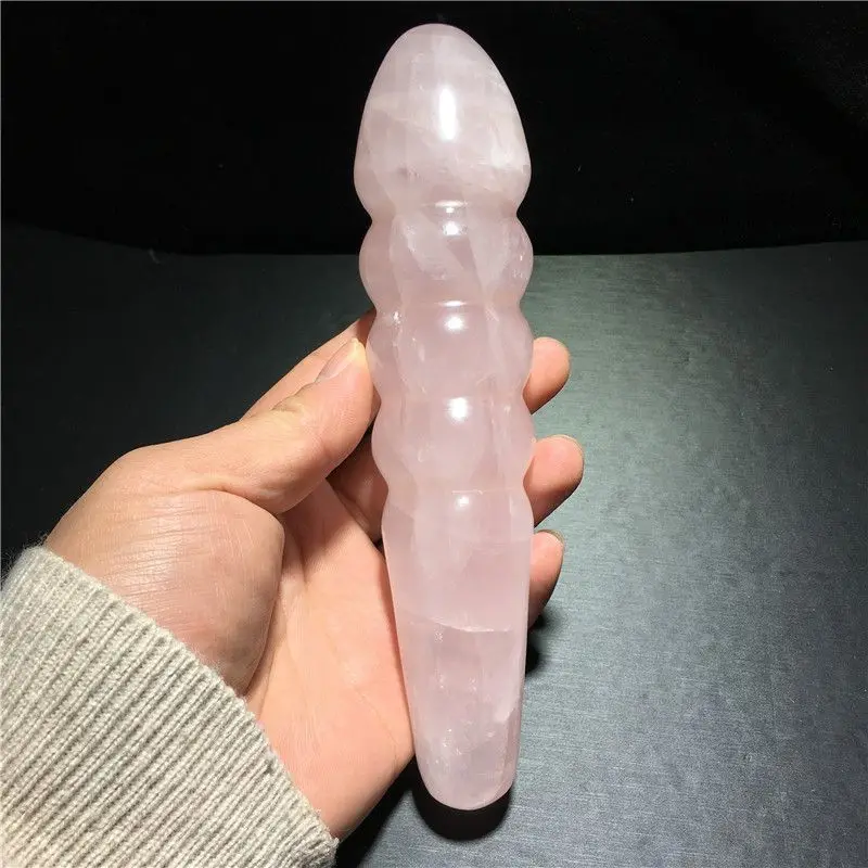 Natural Rose Quartz Yoni Wands, Gemstone Crafts, Pleasure Wand, Body Hand Massage, Wood Magic Stone, Ornament Gifts, 1Pc