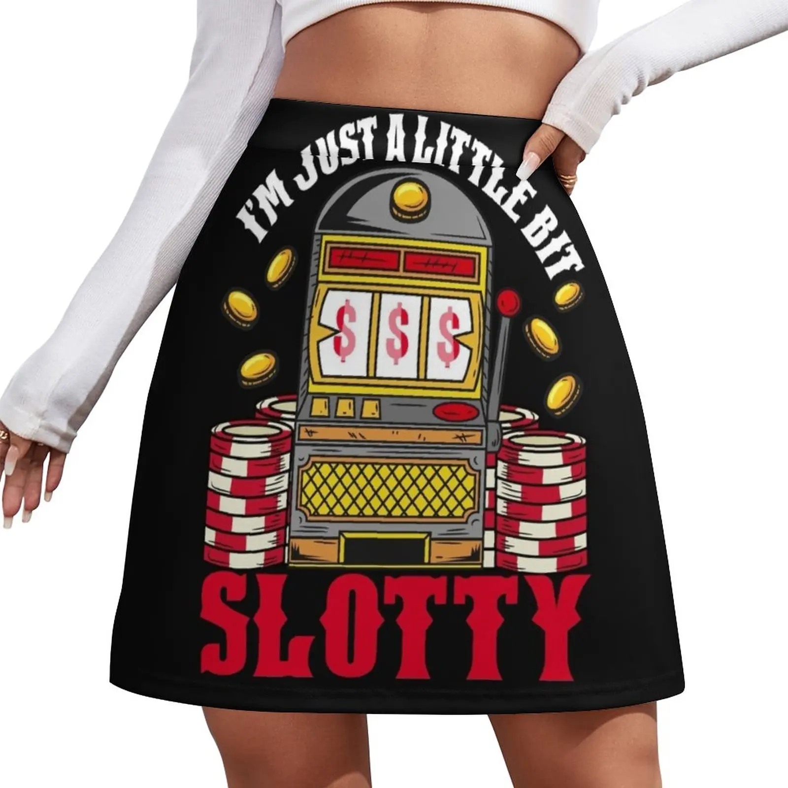 Jackpot Slot Machine design - I'm just a little bit slotty Mini Skirt korean women's clothes korean style clothes women 2023
