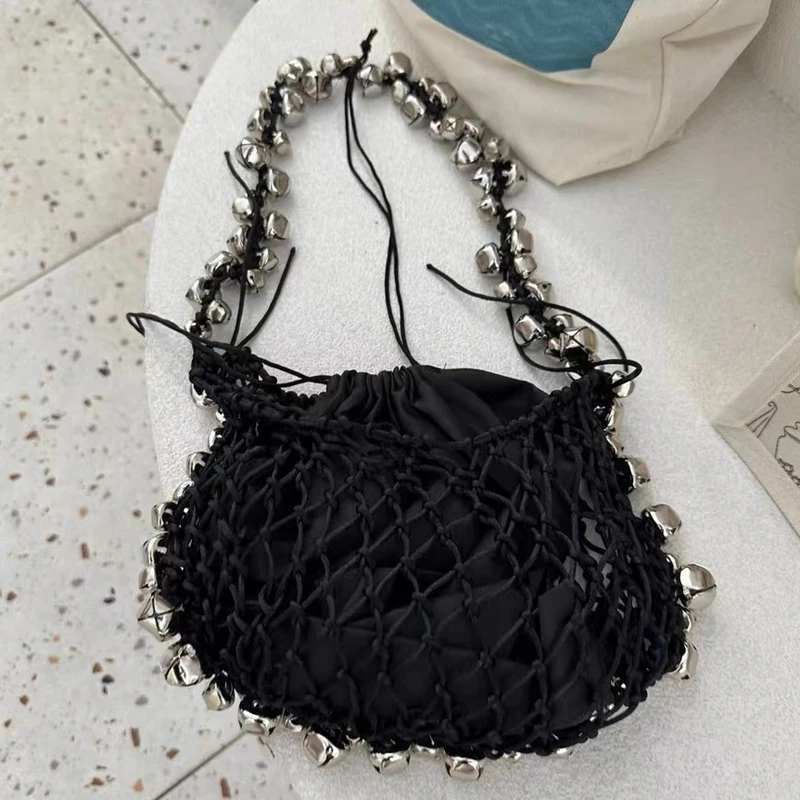 

Rock Hollow Out Bags For Women Luxury Designer Handbags And Purse 2023 New In Nylon Rope To Weave Tassel Chain With Inner Pocket