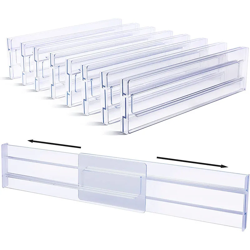 4Pcs Acrylic Drawer Dividers Organizers Clear Adjustable Drawer
