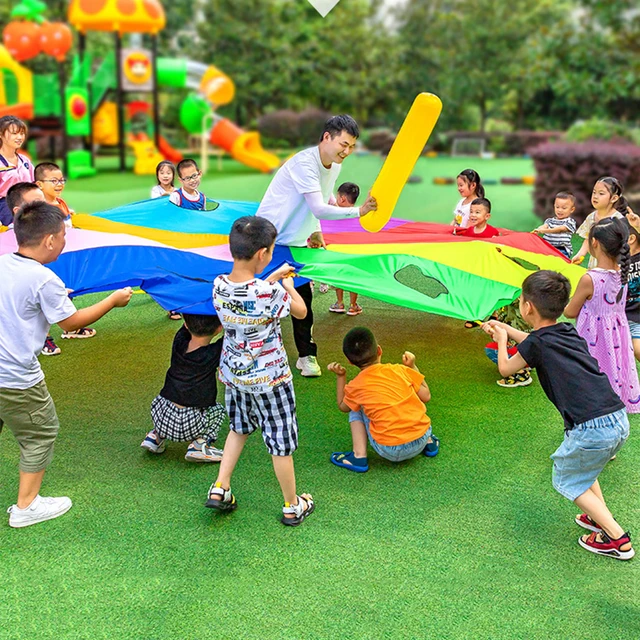 Brazil Multi Person Interaction Outdoor Toy Whack-a-mole Rainbow Umbrella Parachute Game Rainbow Umbrella Parachute Children Toy 4