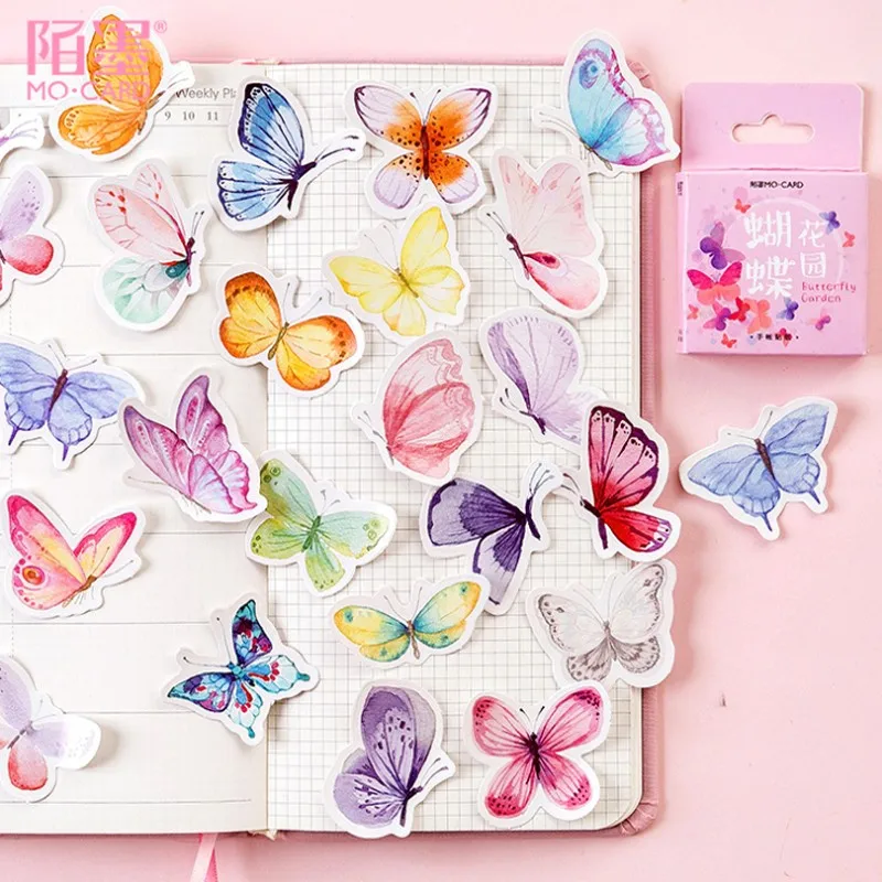 

56box Butterfly Stickers for Mobile notebook Guitar Stationery Stickers DIY Craft Scrapbooking Album Decorative Stickers