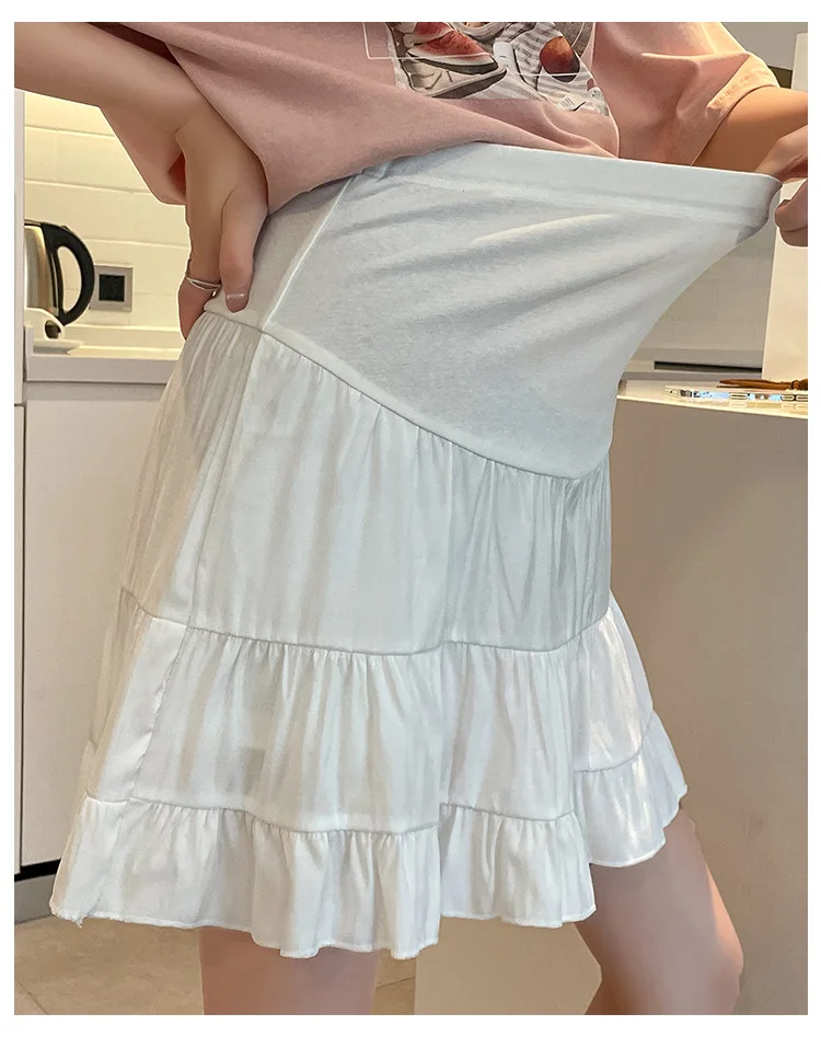 Maternity Skirt Summer Breathable Pleated Simple Korean Style Chiffon Above Knee Mini Temperament Versatile Pregnancy
