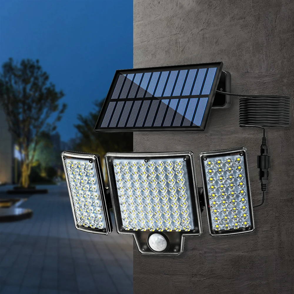 280 LED lampada solare sensore di movimento esterno luci di inondazione solari con telecomando IP65 luci di sicurezza impermeabili per l'esterno