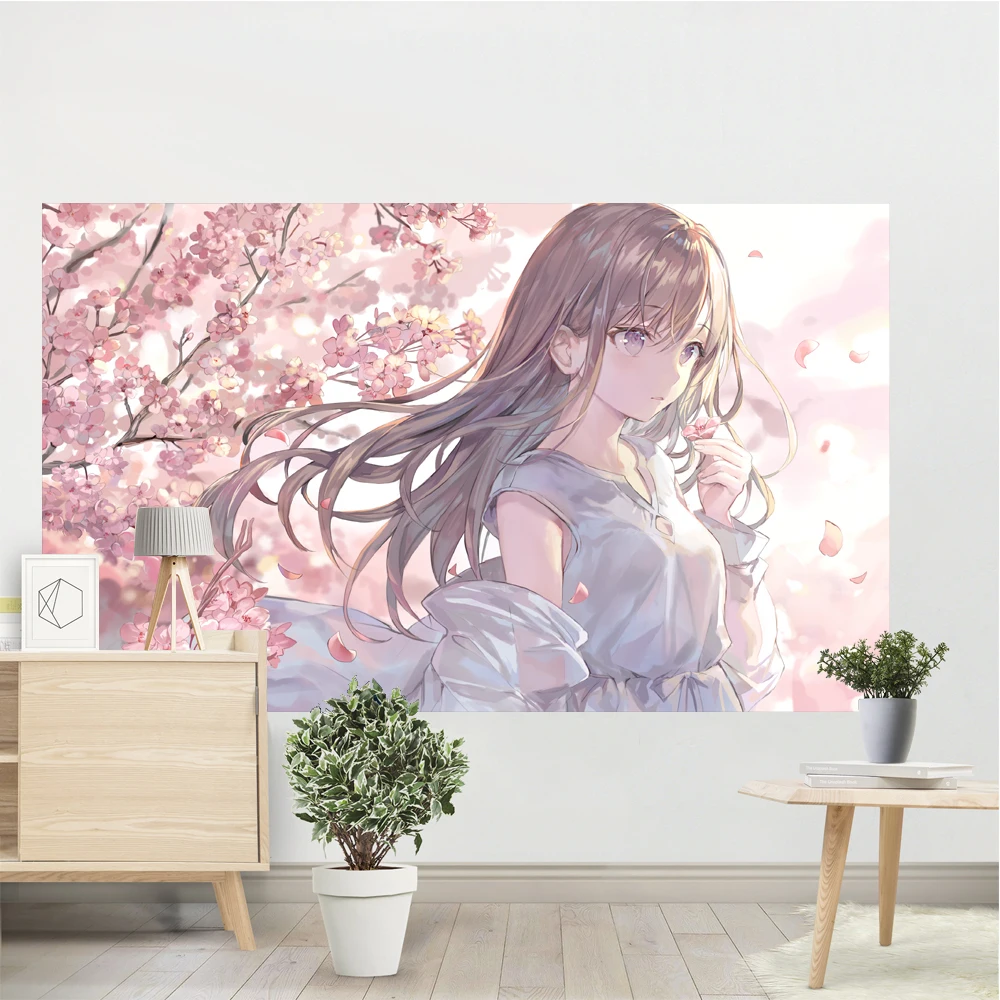 

japan young beautiful girl cartoonTapestries Gift Background Cloth Cover Home Decor