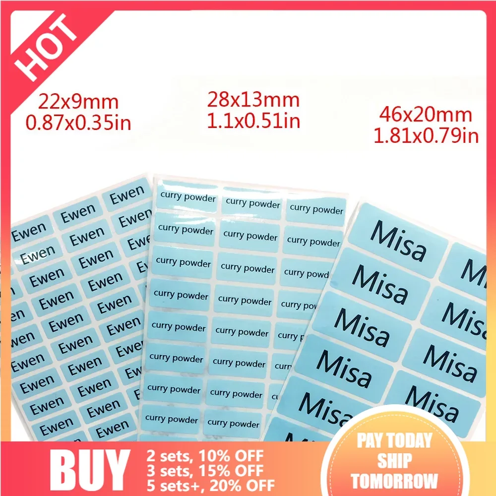 3Size Blue Name Stickers Waterproof Personal Office Supplies Tags Labels Children Scrapbook School Stationery Sticker Set paper stickers