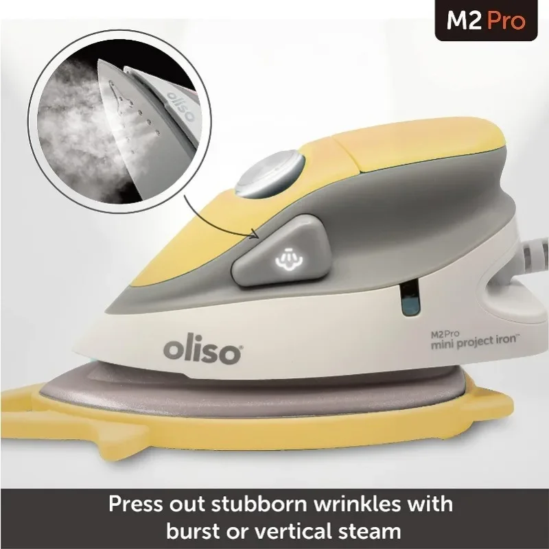 Oliso M2 Mini Project Steam Iron with Solemate - for Sewing, Quilting, Crafting, and Travel | 1000 Watt Dual Voltage Ceramic 6