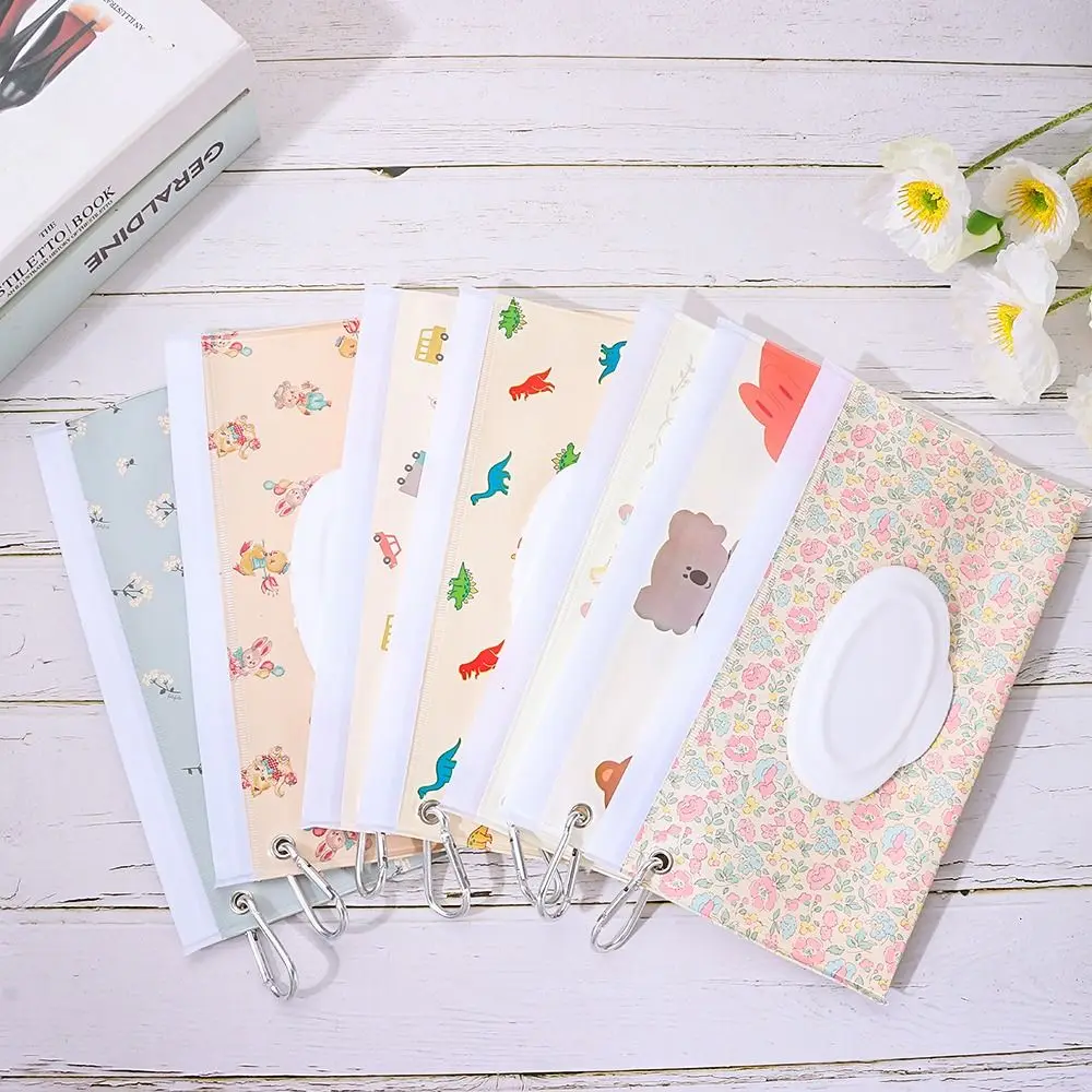 Wet Wipes Bag Portable Baby Wet Wipe Pouch Wipes Holder Case Flip Cover Snap Reusable Wet Wipe Bag Outdoor Useful Tissue Box 6