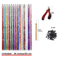 36inch Sparkle Hair Tinsel Rainbow Colored Strands Girls Headwear Hairbinge Hair Laser False Hair Extensions Decor Glitter Strip 2