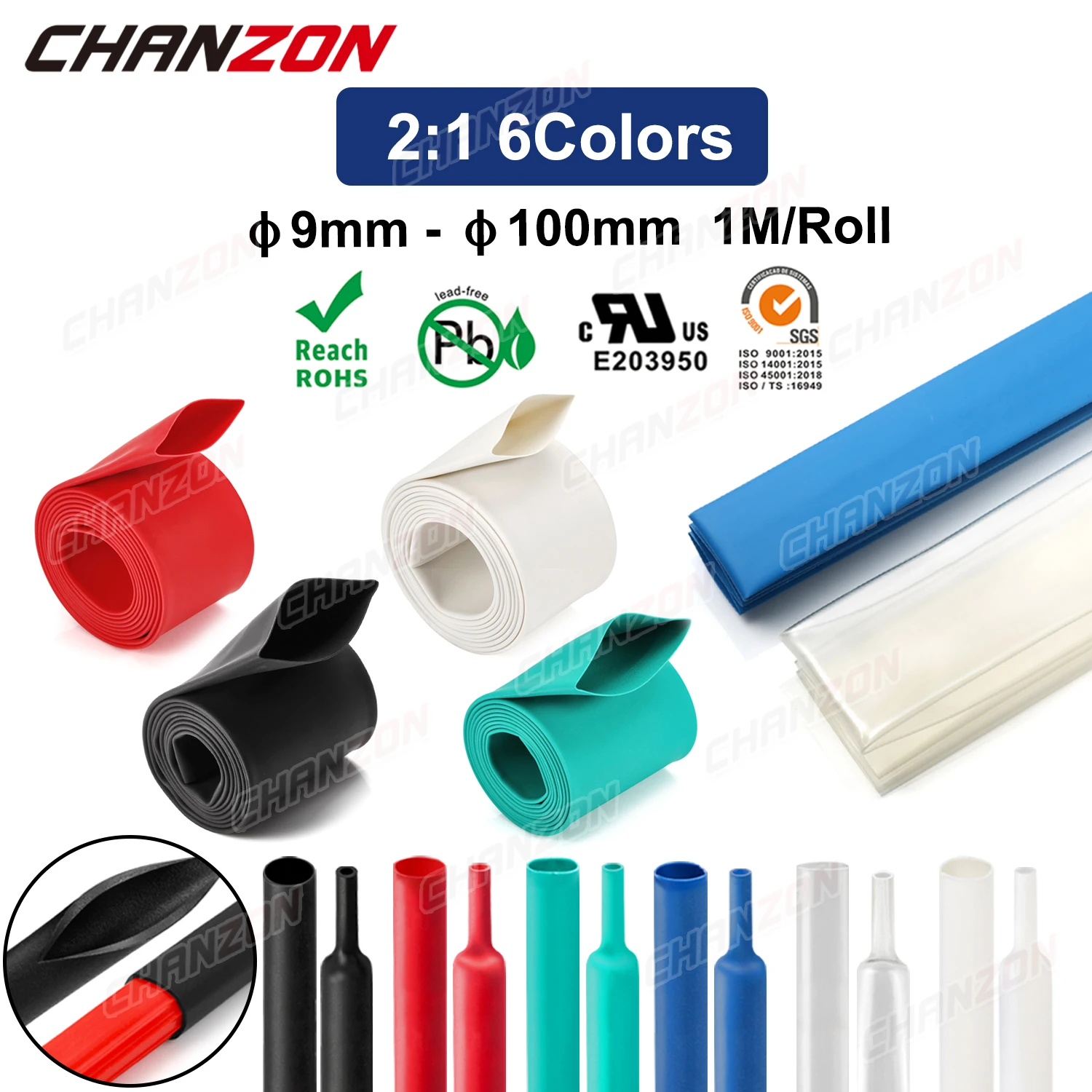 1M6Colors9100mm21HeatShrinkTubeHeatingShrinkingTubingHose