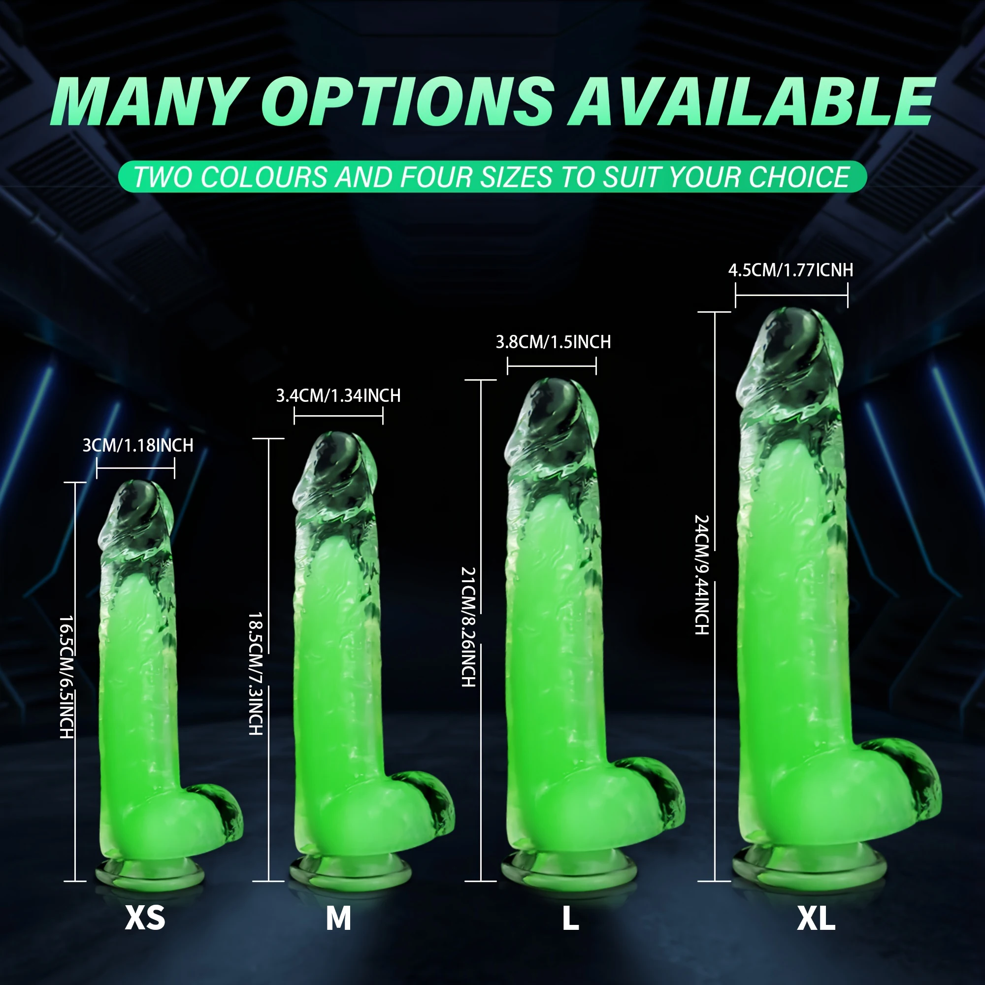 Inch Luminous 9.4 Crystal Realistic Dildo Strong Suction Cup Clitoris Stimulator G Spot Masturbator_voghion.com