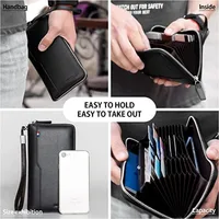 BISON DENIM Genuine Leather Men's Wallet RFID Blocking Long Purse Coin Case Passport Cover For Mens Credit Card Holder W8226 2