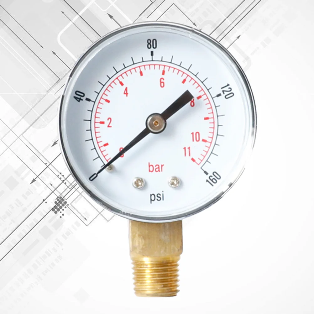 

0-160 Psi 0-11 Bar High Precision NPT Air Compressor High Strength Pressure Gauge