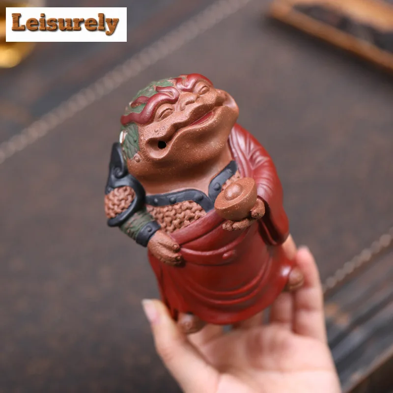 Yixing Purple Clay Wealth Ingot Golden Toad Pixiu Tea Pet Antique Tea Games Tea Figurine Play Toys Tea Statue Ornaments Gift