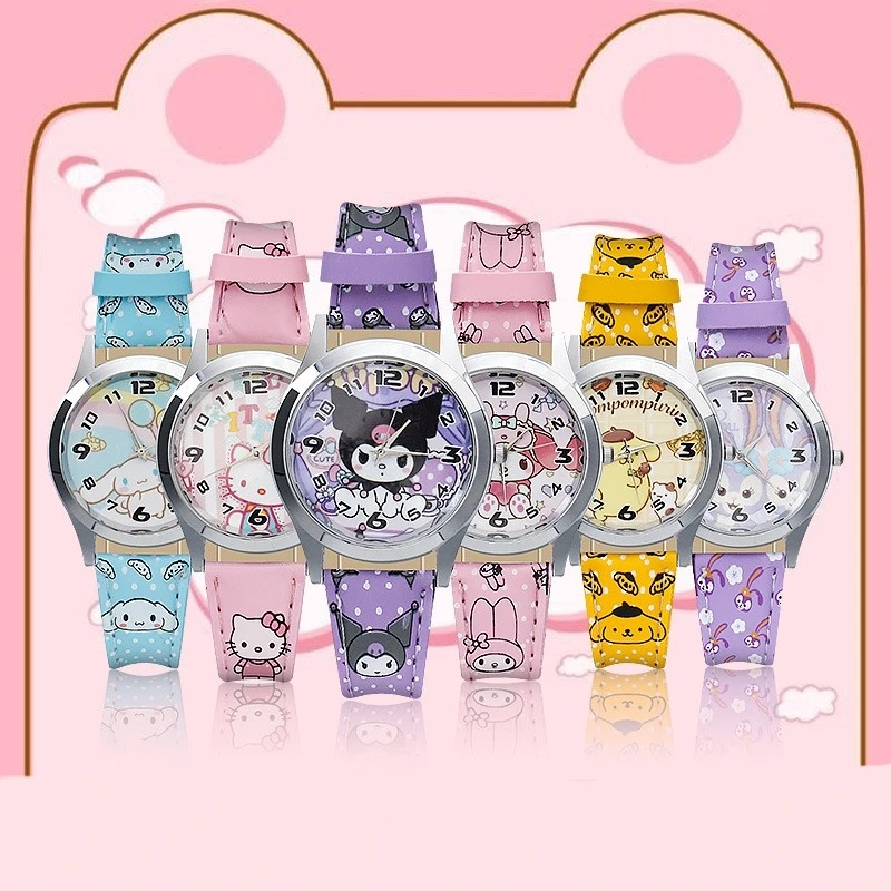 Kawaii Hello Kitty Sanrio Cinnamoroll Anime Exquisite Electronic Watch Kuromi My melody Children's Watch Gifts with Gift Boxs 2