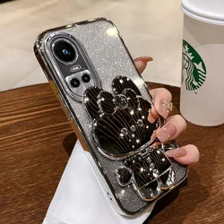 Rabbit Mirror Bracket Seismic Protective Phone Case for OPPO K12 X (Silver)