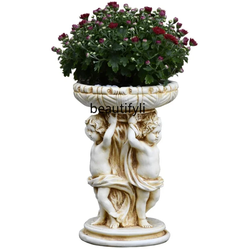 

TT Angel Flower Pot Succulents Breathable Personality Cupid Small Ornaments Garden Creative Courtyard