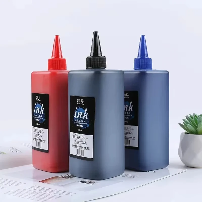 500ML 대용량 병 잉크 화이트보드 마커 잉크 리필 가능 교육용 지울 수 있는 화이트보드 마커 리필액 방수