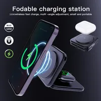 15W Magnetic Wireless Charger 3 in 1 Fast Charging Station Foldable Phone Holder Stand for iPhone 14 13 12 Apple Watch Airpods - Image 2