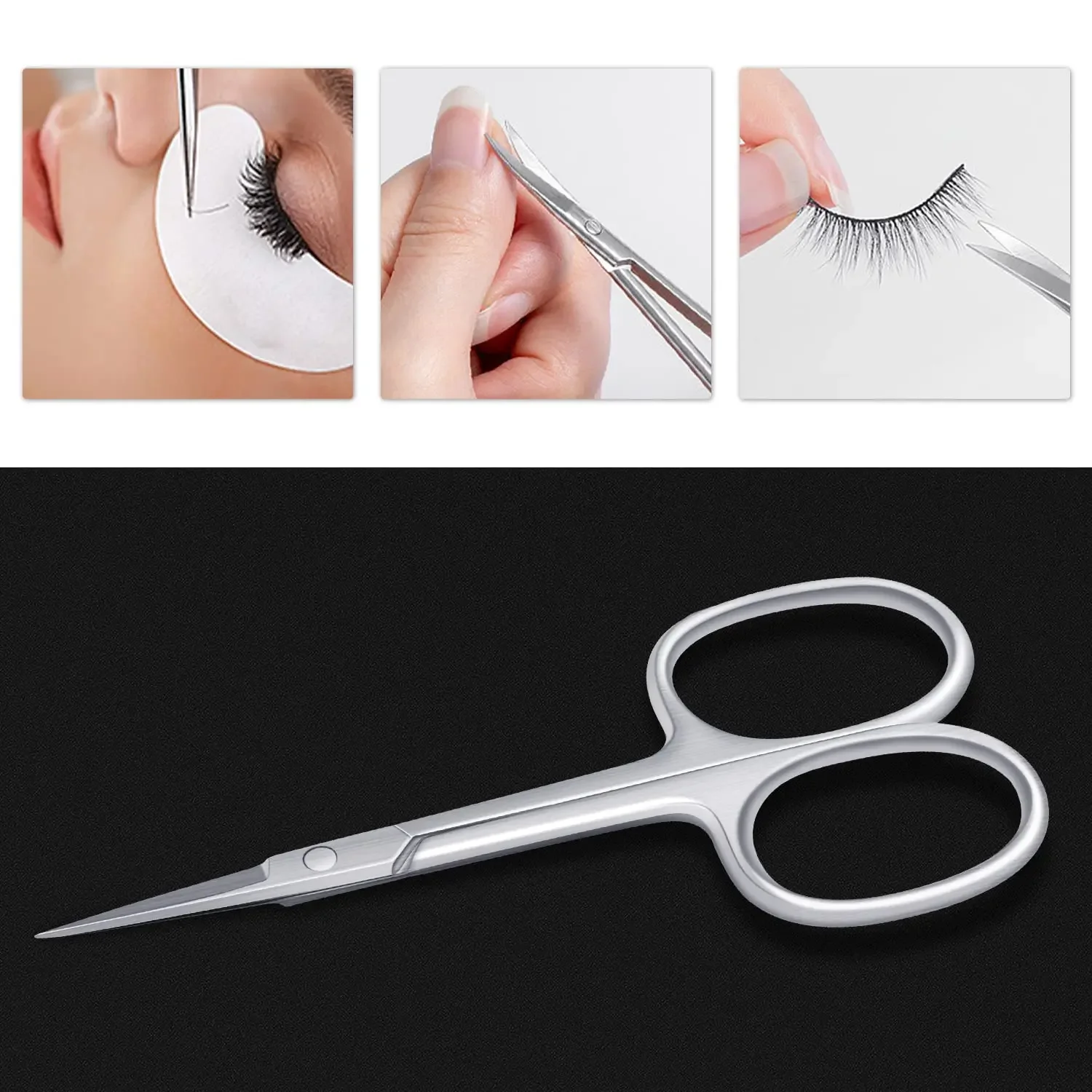 Cuticle Scissors Extra Fine Straight Curved Blade Scissors for Nails Eyebrow Eyelash Manicure Pedicure Beauty Grooming