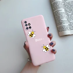 Cute Cat Cartoon Soft Touch Silicone Phone Case for Samsung M51 (Pink)