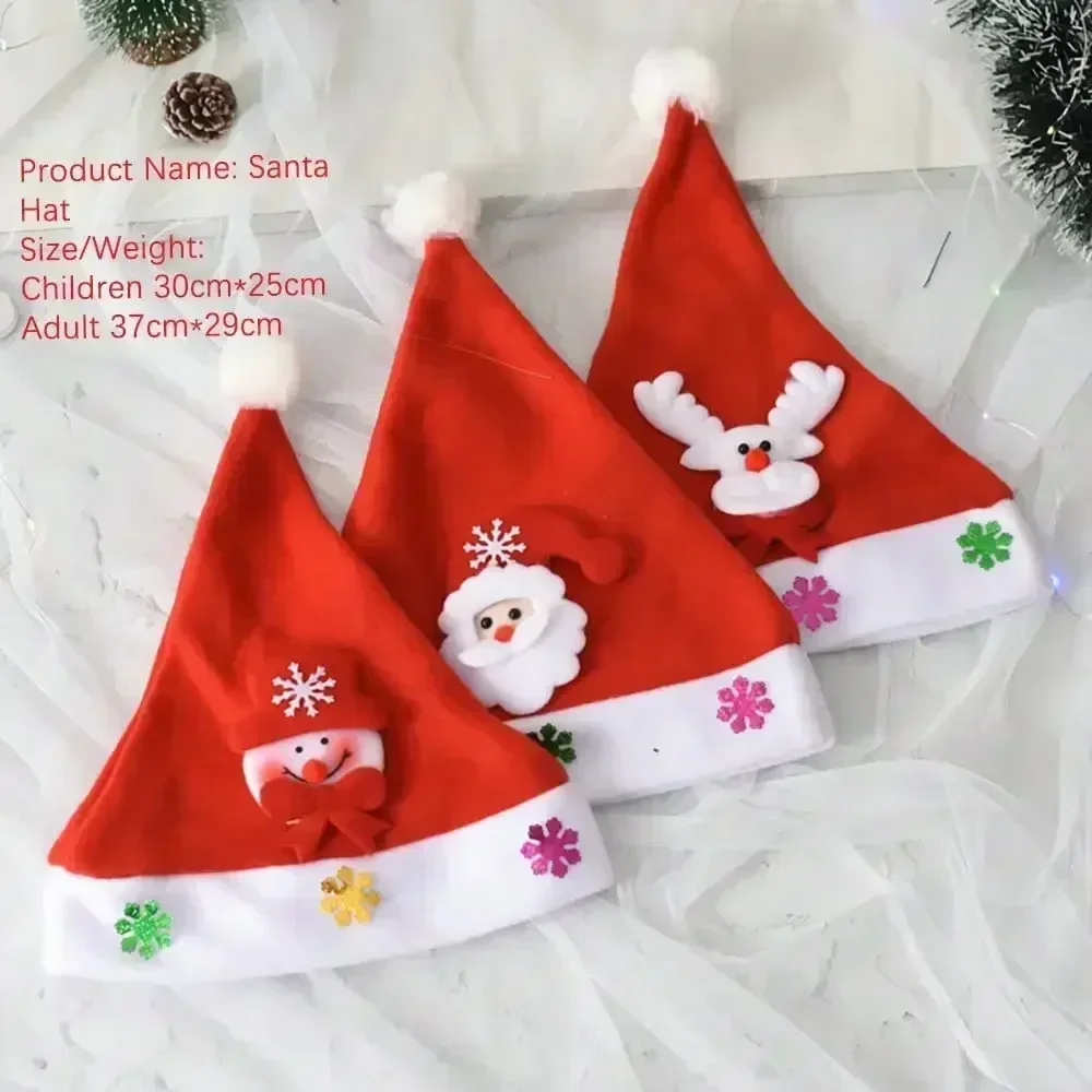 Santa Hat Kids Adult flecked Santa hat Kindergarten party Family party accessories atmosphere