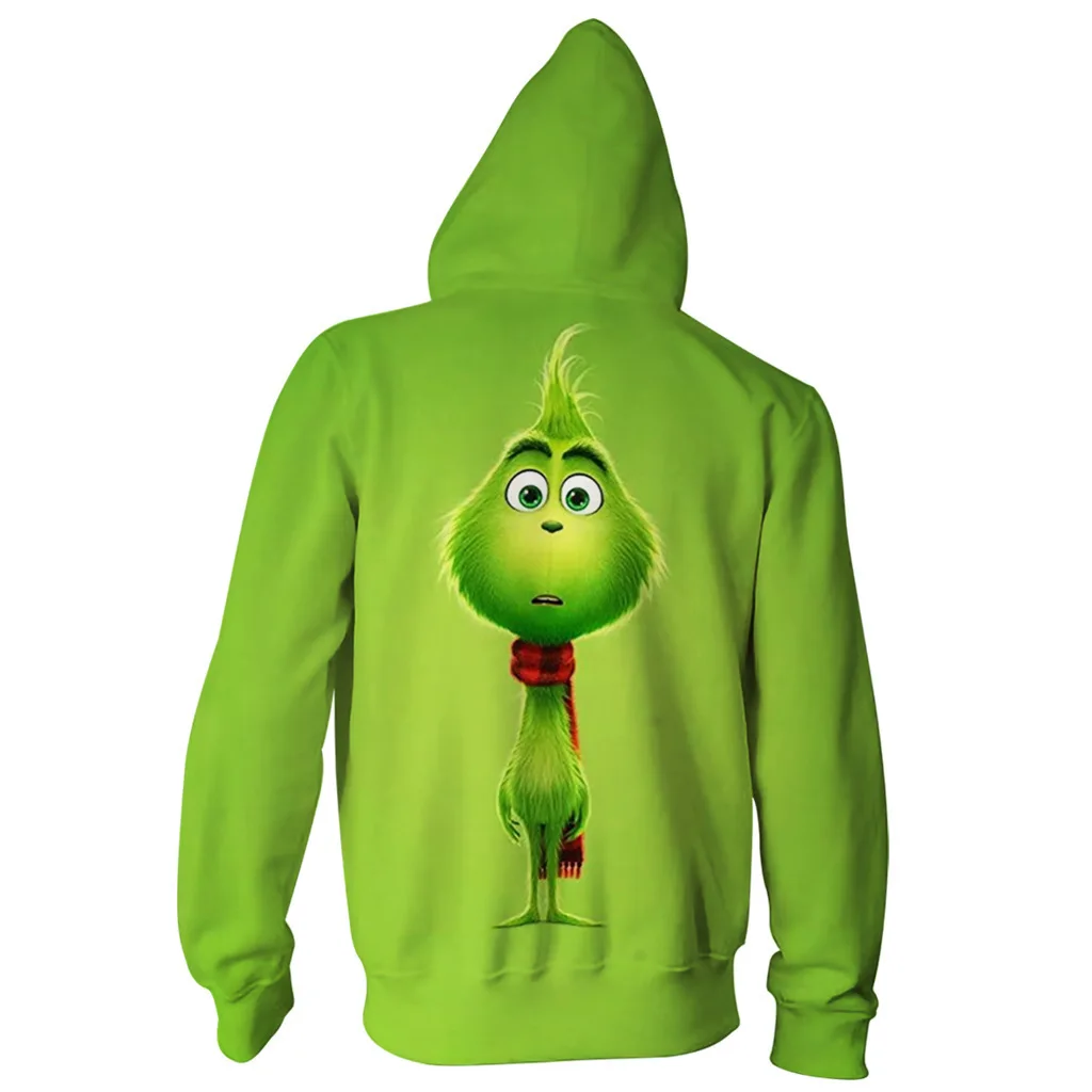 Christmas Cosplay Costume Green Hair Monster Men Zipper Hoodie 3D Printed  Sweatshirt Hoodie Street New Year Role Play - AliExpress