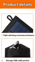 Panneau solaire pliable 6 voies 15W, chargeur de panneaux solaires portables 20W/h, USB 5V DC, alimentation solaire à pleine puissance, alimentation mobile 3