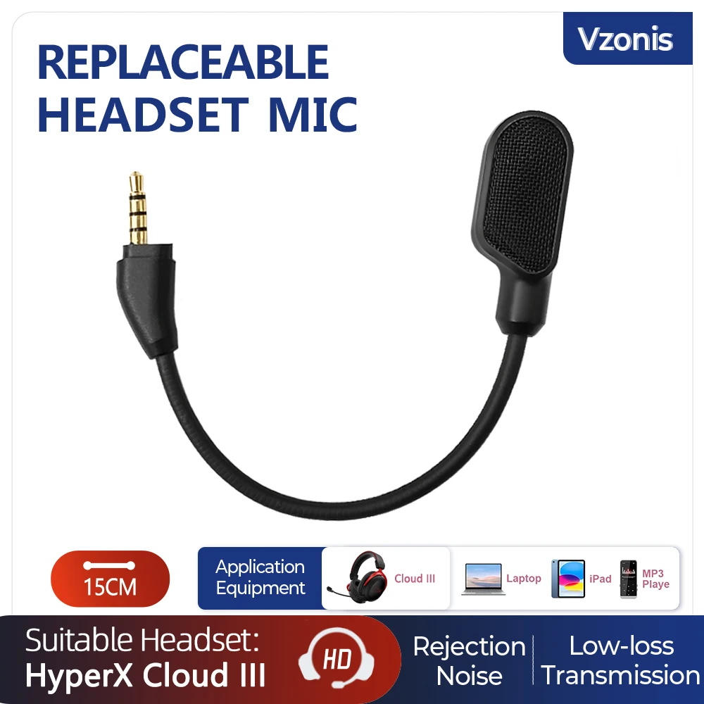 For HyperX Cloud III Gaming Headset with Detachable 3.5mm jack Noise-Reduction Microphone And Indicator Light for E-Sports wired vocal microphone