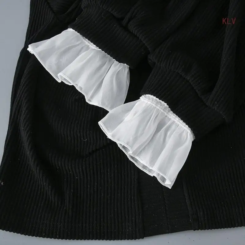 Wrist Cuffs for Women Lady Teens, Detachable Hand Sleeves for Sweater Blouses Coat Lace MeshFalse Flared Sleeves