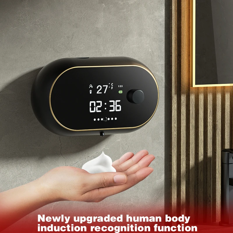 Smart Liquid Foam Soap Dispenser Human Body Sensing Temperature Time Display Hand Washing Waterproof Automatic Soap Dispenser