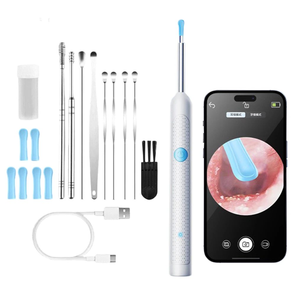 Wireless Ear Wax Removal With Camera Rechargeable Ear Cleaner 8 Megapixels Check Camera with Ear Spoon Set Canal Clean