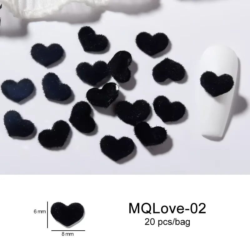 Flauschige rote Liebe Herz Nail Art Charms Plüsch Kawaii Nägel Dekoration niedlichen Schmuck Winter Mode Maniküre Zubehör liefert – Detail 8