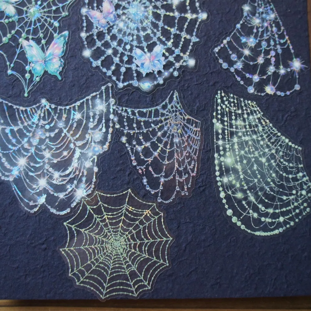 10 Sheets Spider Web Design PVC Sticker Scrapbooking Background Creative Gift Use