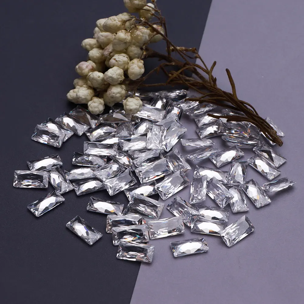 

100Pcs/Pack Rectangle Zircon Rhinestone Glitter Clear Gems Transparent Crystals Stones Glue On Rhinestones for Diy Craft Clothes