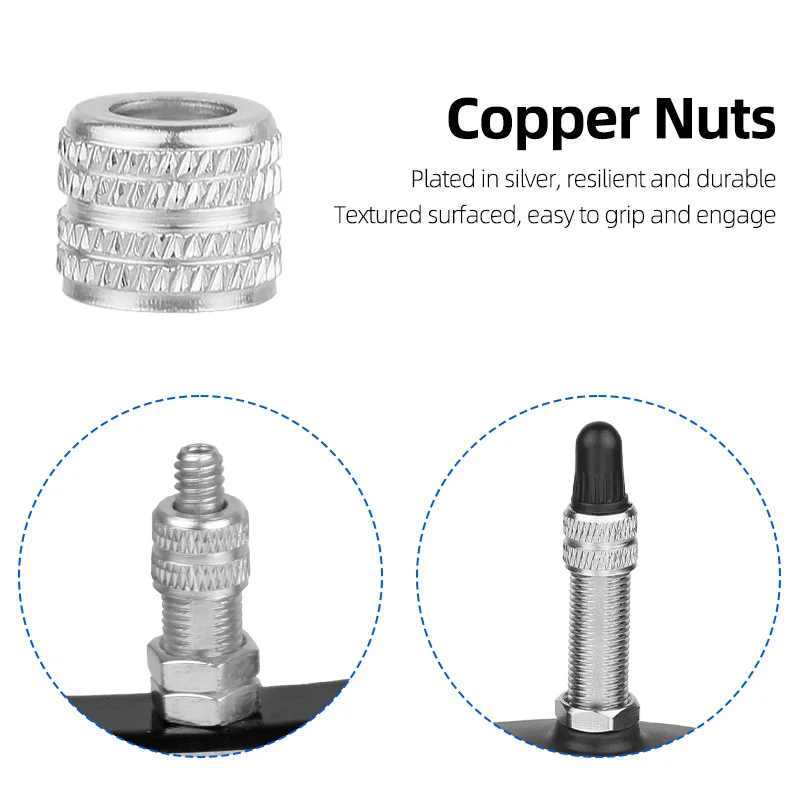2/5PCS Bicycle Valve Replacement Inserts Dunlop Valve Copper Nuts Zinc Alloy Woods Blitz Tube Nozzle D/V Core Replacement W/ Extra Hose