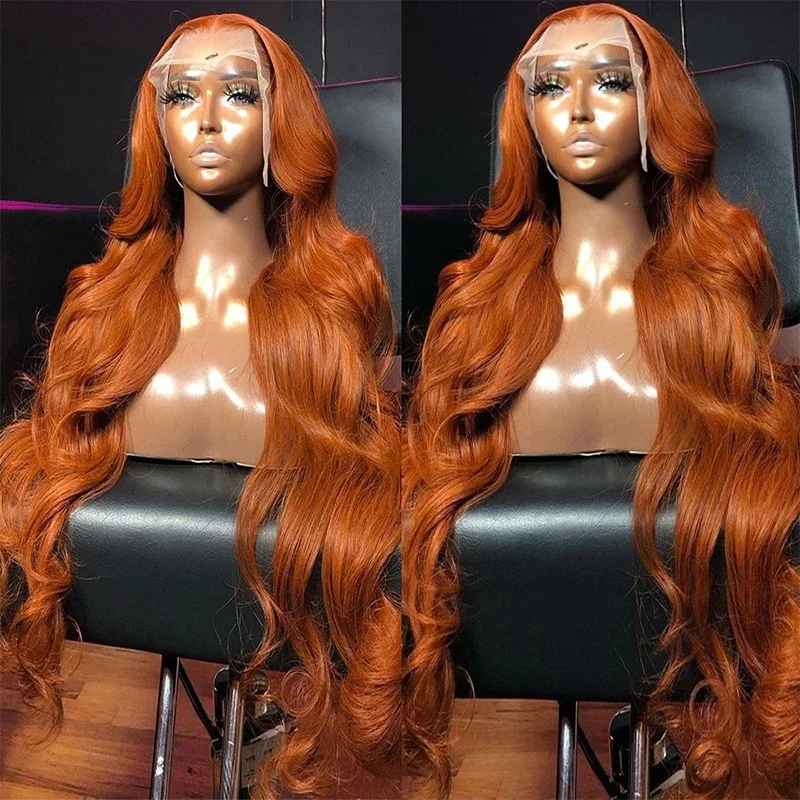 

HD Transparent Ginger Orange Wig Body Wave 13x6 Lace Frontal Wig Brazilian Colored Human Hair Wigs 13x4 Lace Front Wig For Women