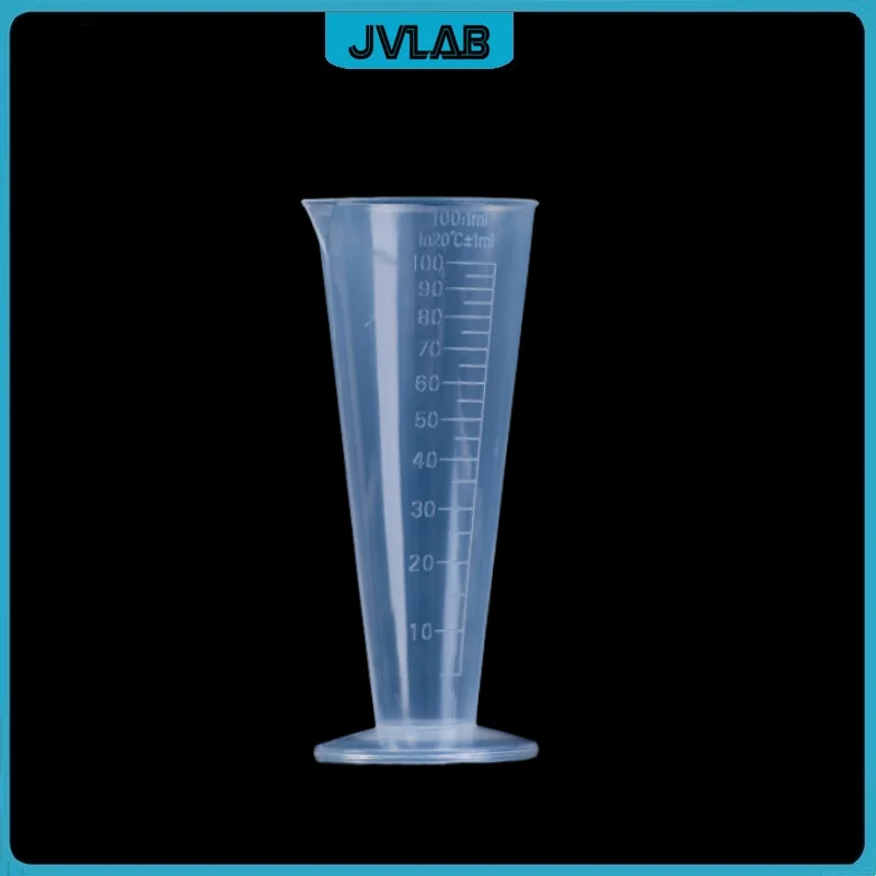 5pcs 100mL Clear Conical Plastic Graduated Laboratory Measuring cup PP Triangle measuring cylinder baker of laboratory supplies