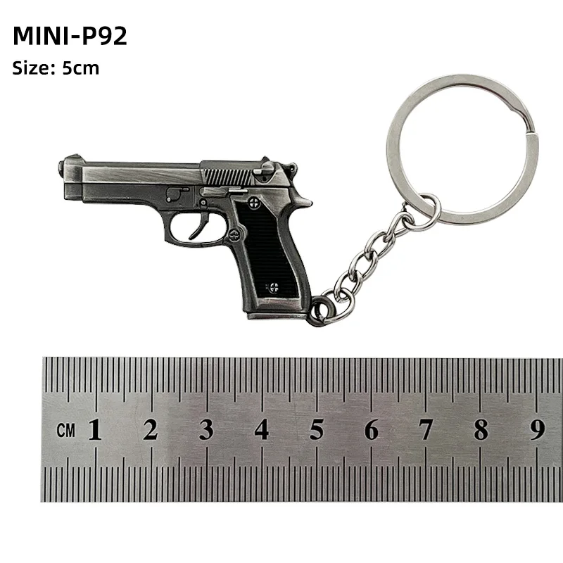 PUBG Game Keychain Weapon Pan Helmet Bulletproof Vest Gun Model Metal Pendant Chaveiro Backpack Car Key Holders 6