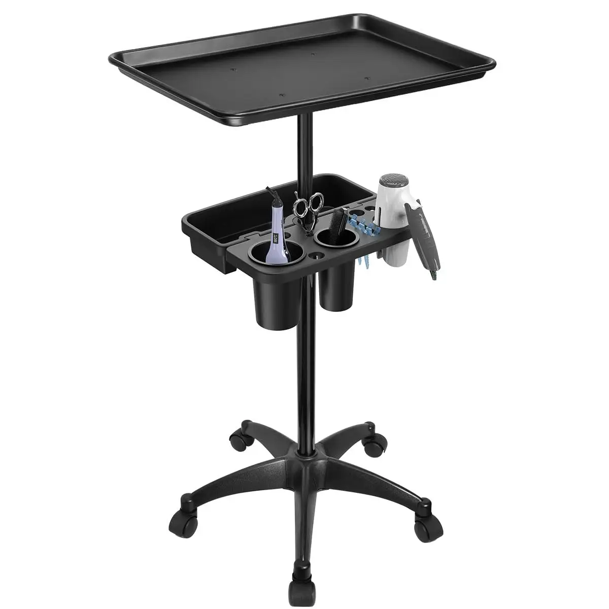 عربة صالون جديدة على عجلات عربة متنقلة مع مساحة تخزين إضافية بارتفاع قابل للتعديل لمحترفي مصفف الشعر والوشم والسبا