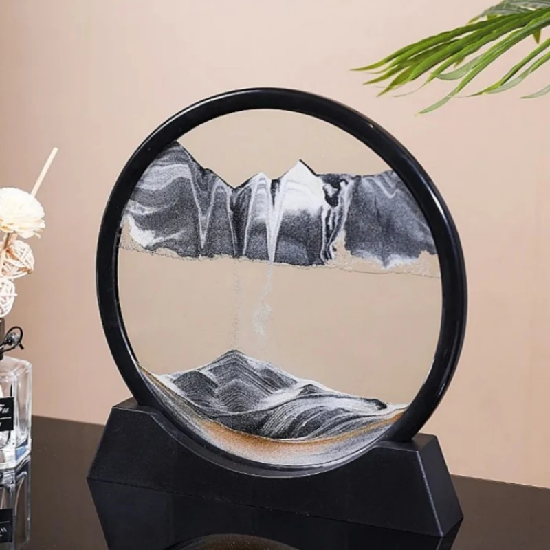 5inch 3D Sandscape Moving Sand Art Picture Glass Deep Sea Hourglass Quicksand Craft Flowing Sand Painting Office Decoration Gift