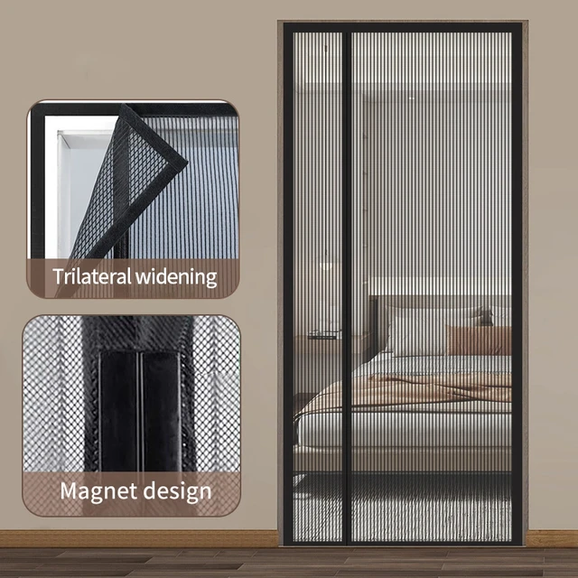 Filet anti-moustiques magnétique, collants de porte anti-moustiques, rideau de fenêtre, écran de porte anti-insectes, rideaux à fermeture automatique 3
