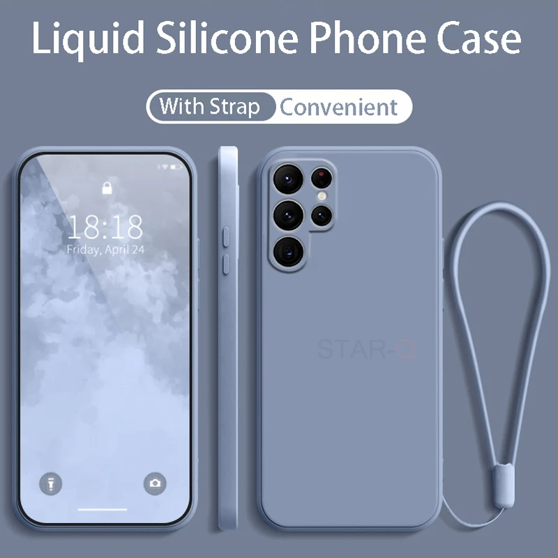 Enhanced Liquid Silicone Phone Case with Lanyard Back Cover - Original Strap