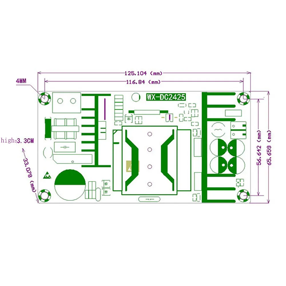 Comutação de Alta Potência AC 100-245V para DC 24V Módulo Transformador