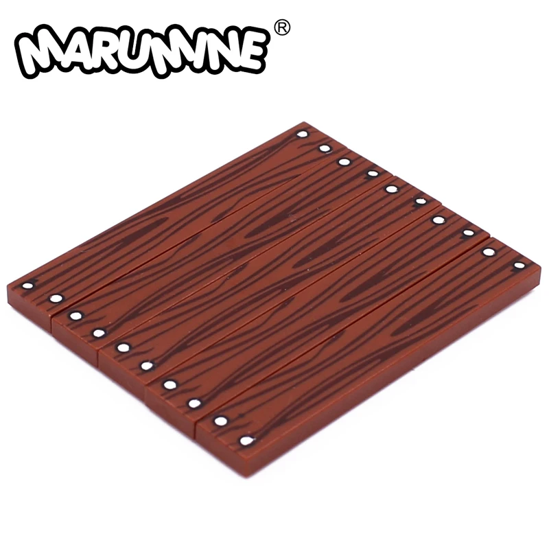 Marumine 20PCS Wooden Floor Build Brick Accessories Tile 1x6 With Wood Grain Pattern 6636 pb13 City House MOC Building Blocks