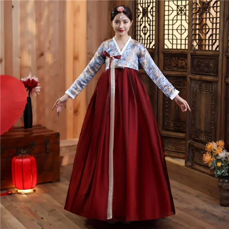 

WATER Hanbok Dresses Traditional Korean Clothing Women Ancient Costume Retro Court Korea Stage Performance Wedding Dance Dress