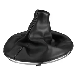 Leather Gear Stick Shift Knob with Gaiter Boot Cover and Frame (Black)