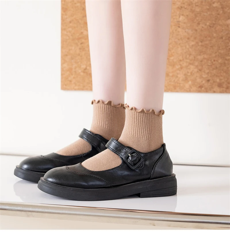 Für Frauen Nette Neue Sommer Japanischen Stil Atmungsaktive Mädchen Kurze Kawaii Einfarbig Rüschen Rüschen Socken Casual Süße_voghion.com